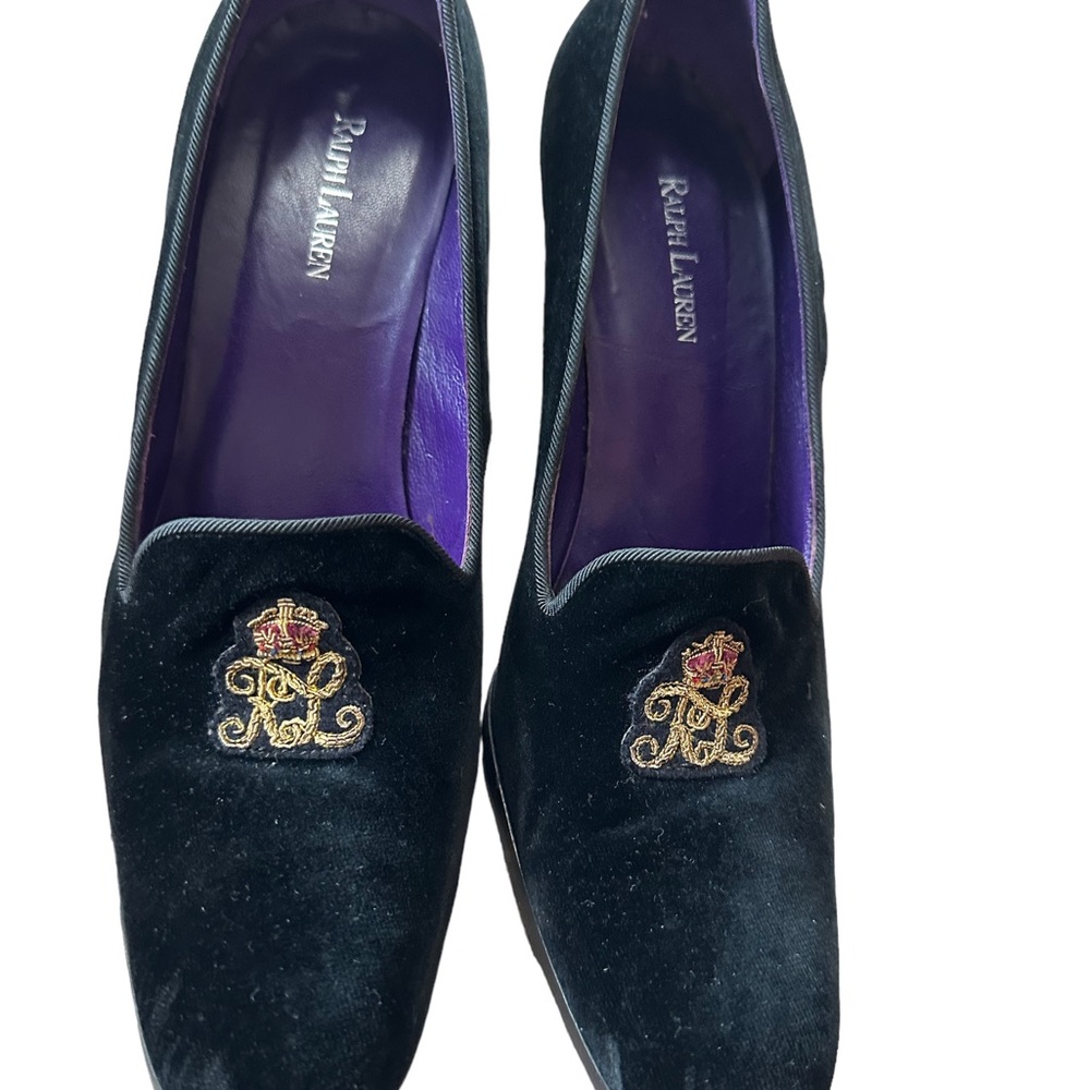 Vintage Ralph Lauren Collection Crest Logo Embroidery Purple label heels size 8 - Picture 3 of 6